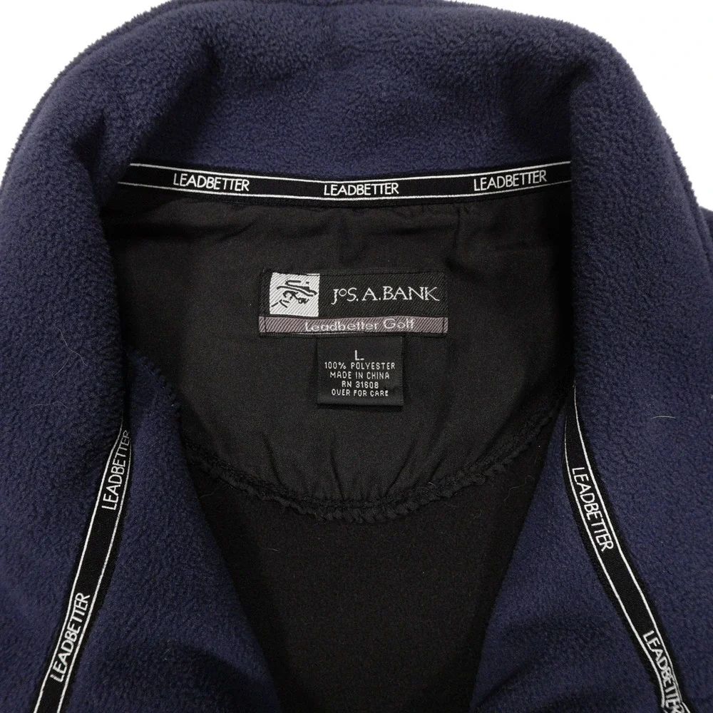 VINTAGE JOS A BANK Men's L Navy‎ Leadbetter Full Zip Fleece Athletic Golf Vest